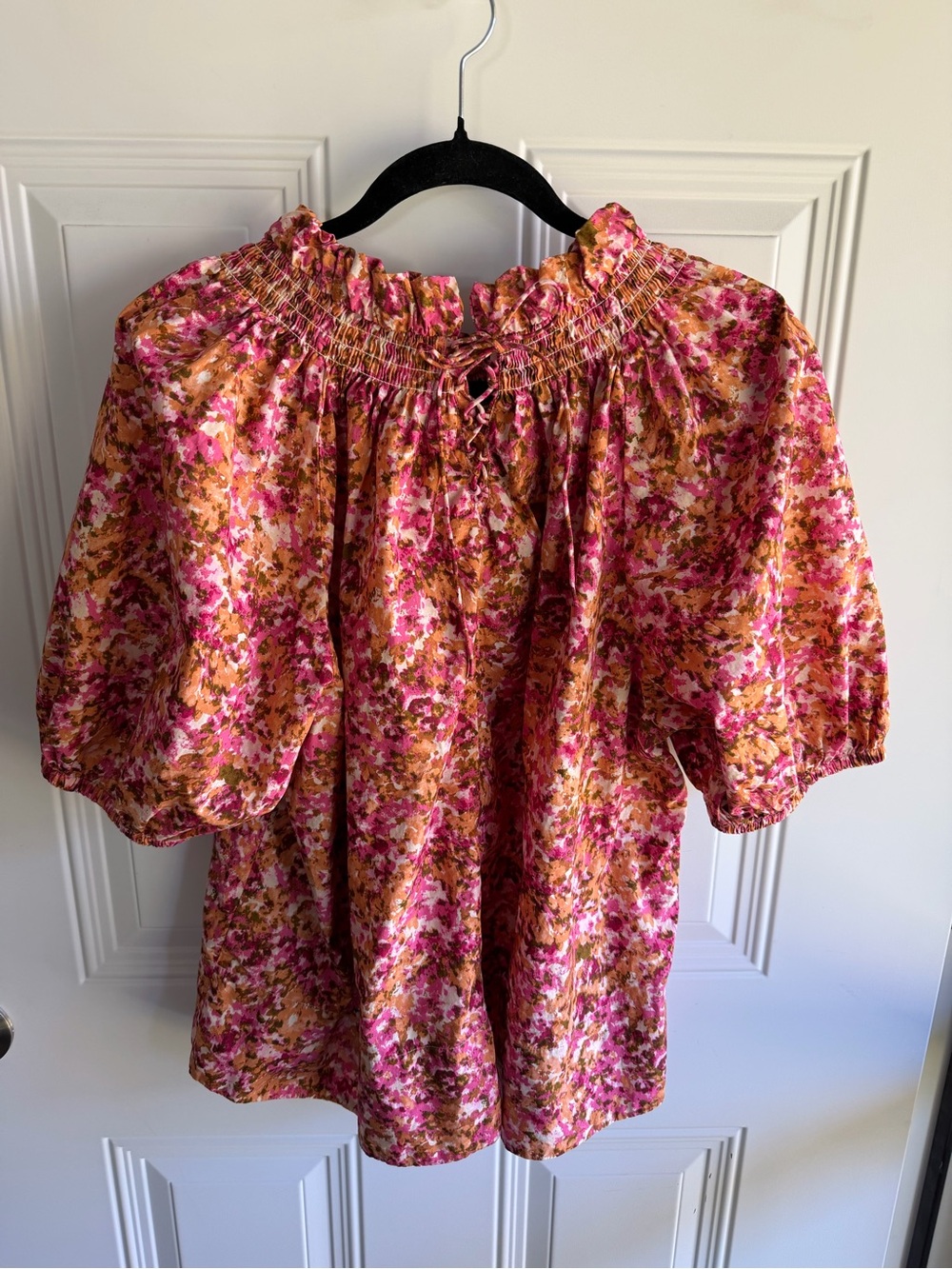 J.Crew Smocked neck puff-sleeve top in faded floral size XL - Picture 2 of 3